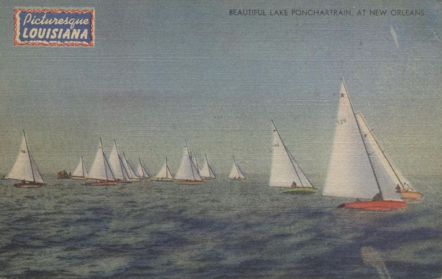 lake ponchartrain sailboat picture postcard