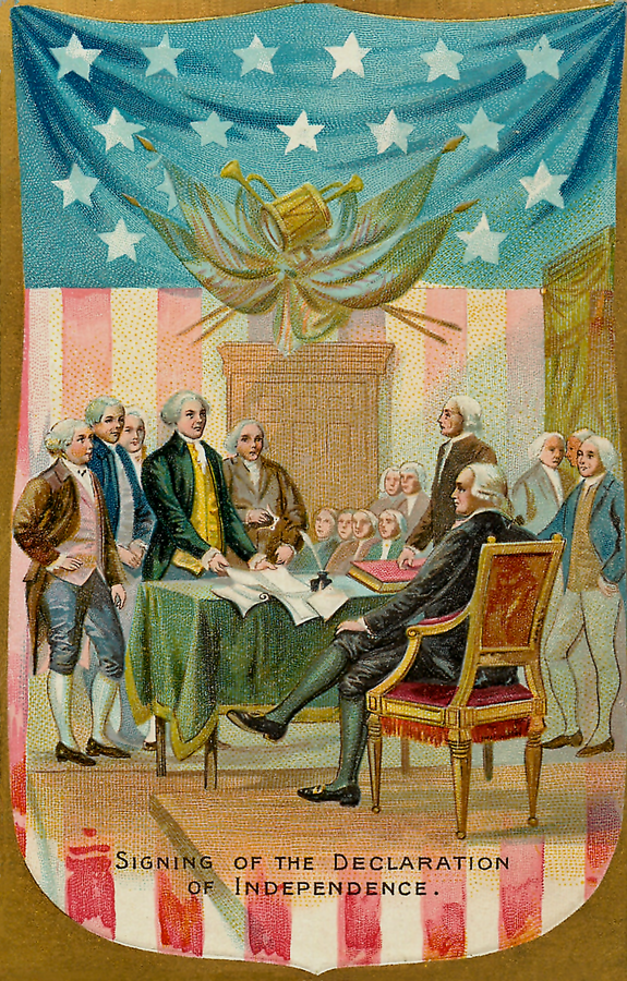 vintage postcard of the signing of the Declaration of Independence