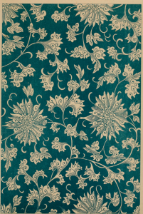 original Chinese floral pattern in teal and beige