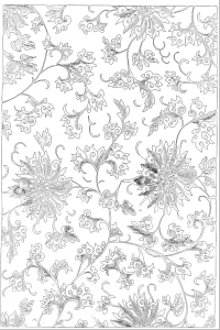 coloring page of a Chinese floral pattern