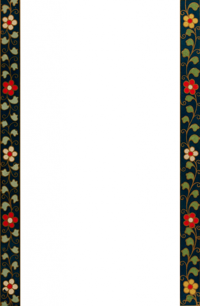 Chinese frame with red, yellow and white flowers on a navy background