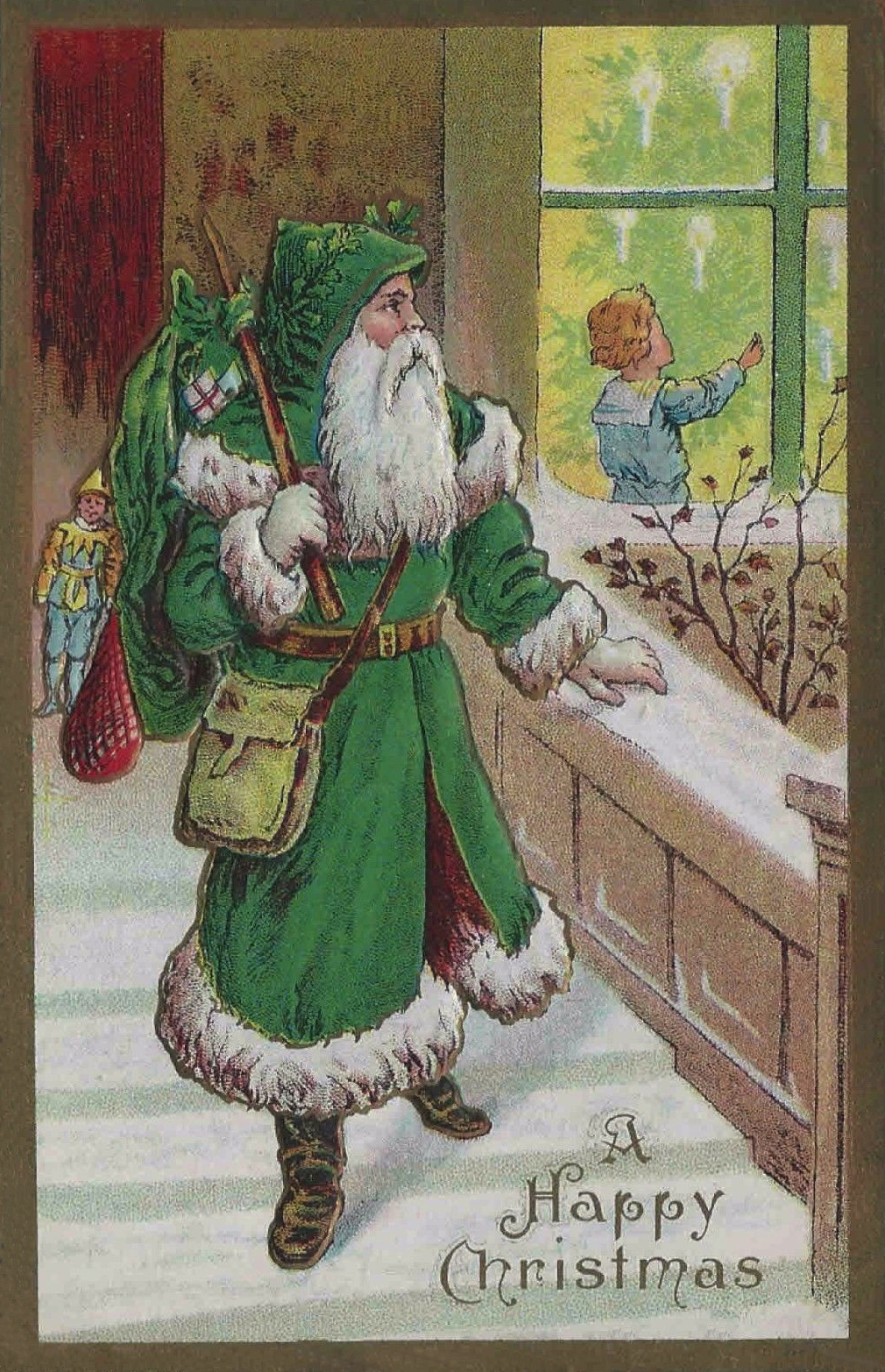 Victorian Green Santa