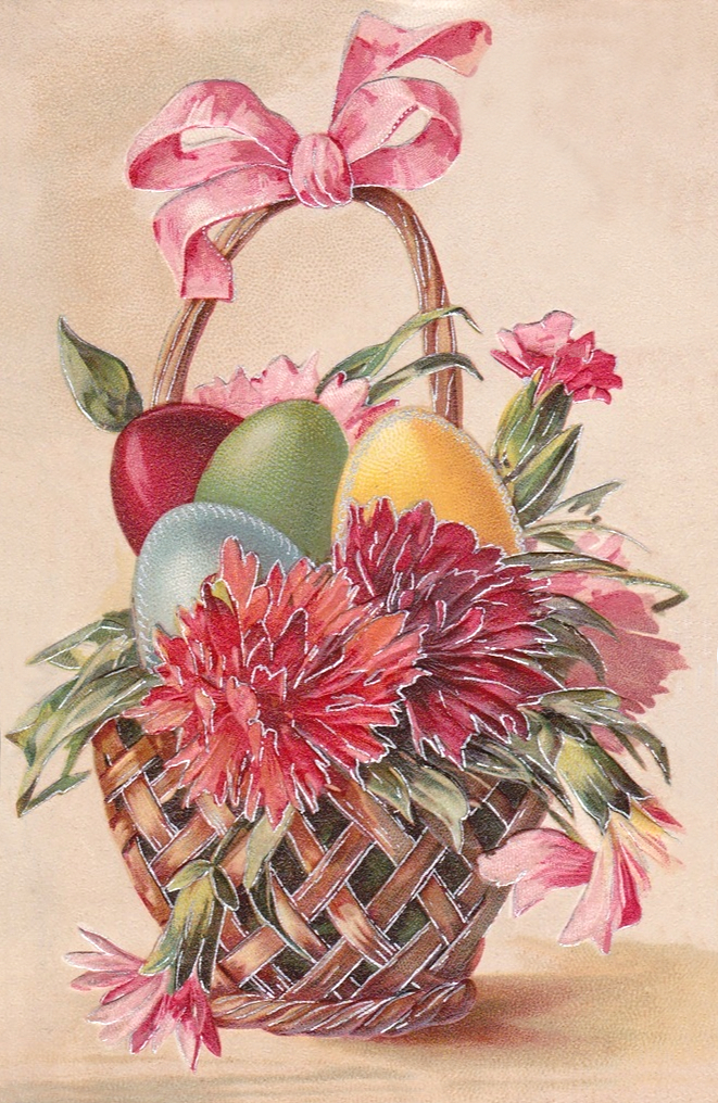 Vintage Easter Basket Greeting Card
