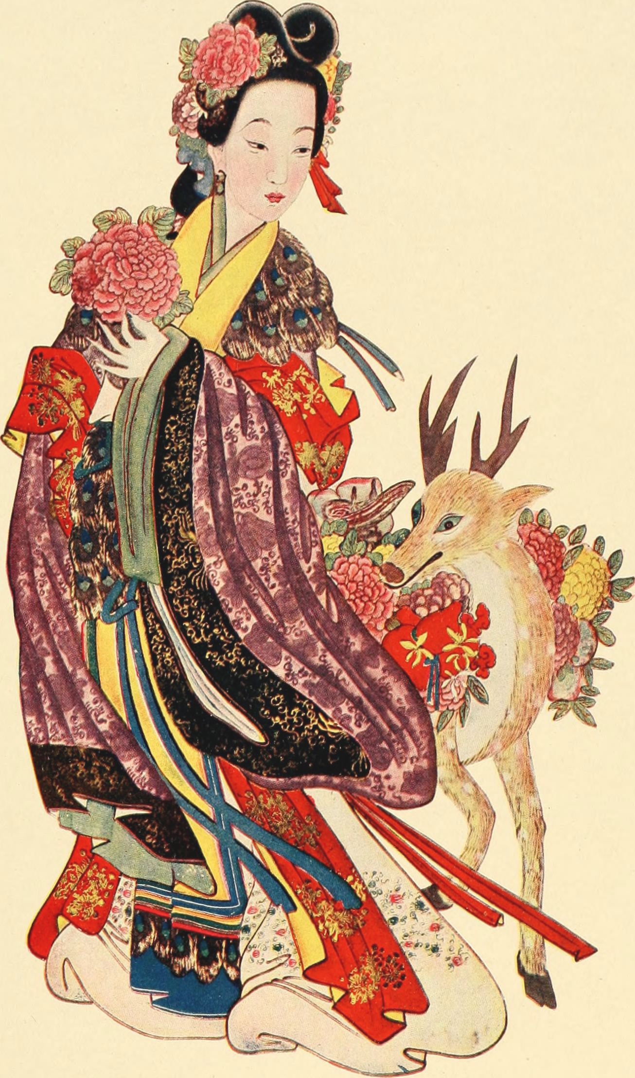 japanese woman and deer