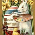 Easter Greetings from the Easter Bunny vintage postcard