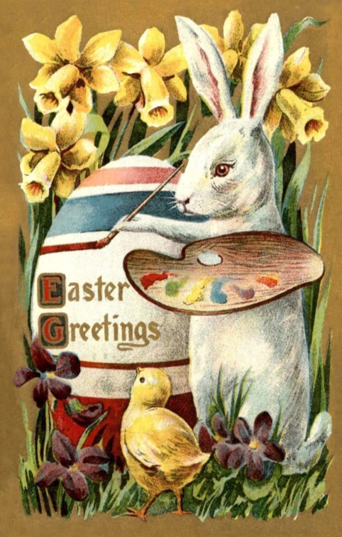 Easter Greetings from the Easter Bunny vintage postcard