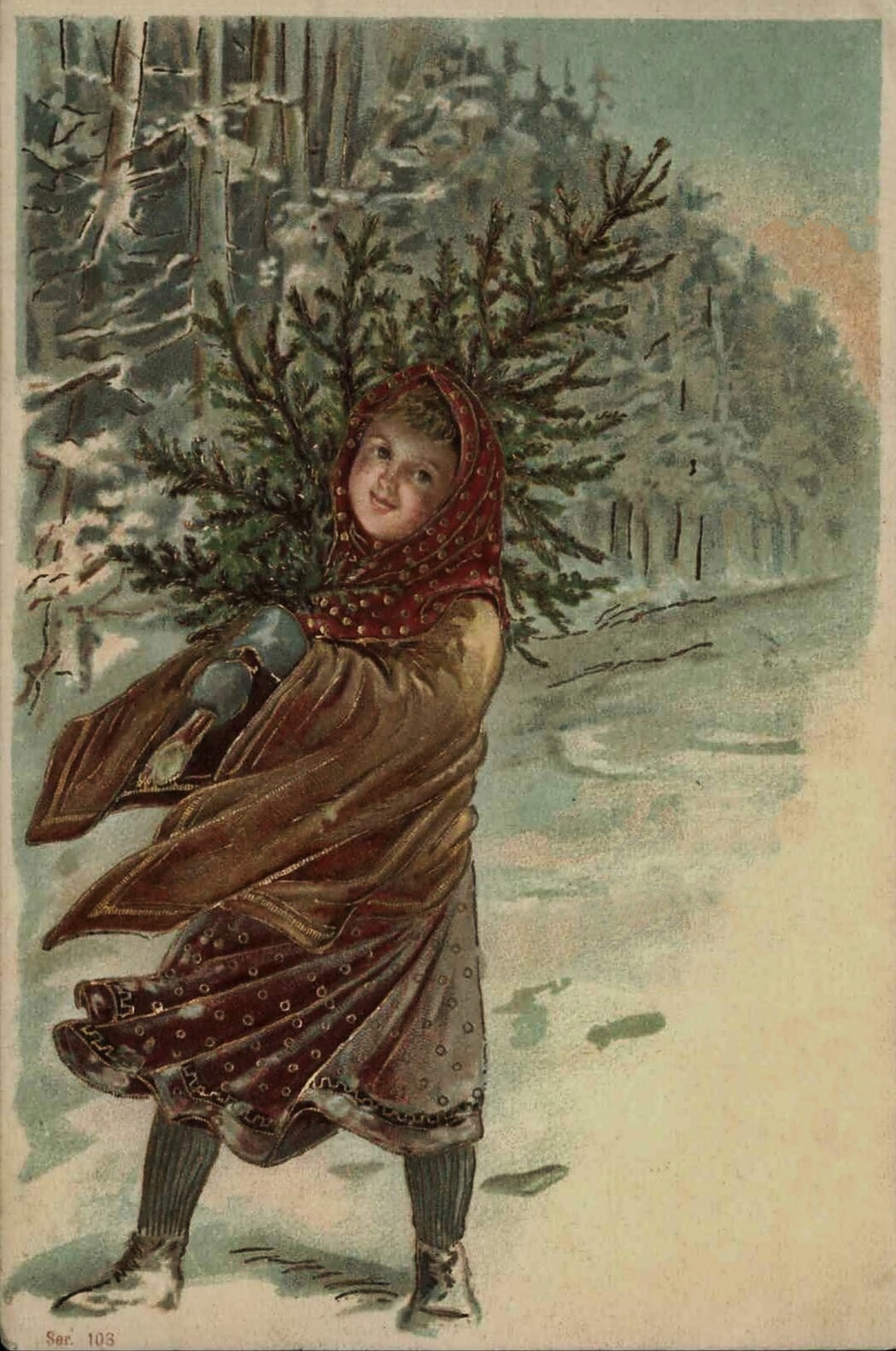 Christmas Girl with Tree